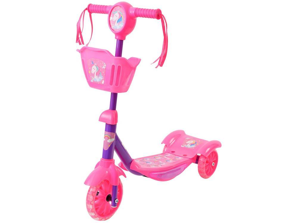 Patinete Infantil 3 Rodas Unicórnio Lulie Sport com LED com Cestinha - 1