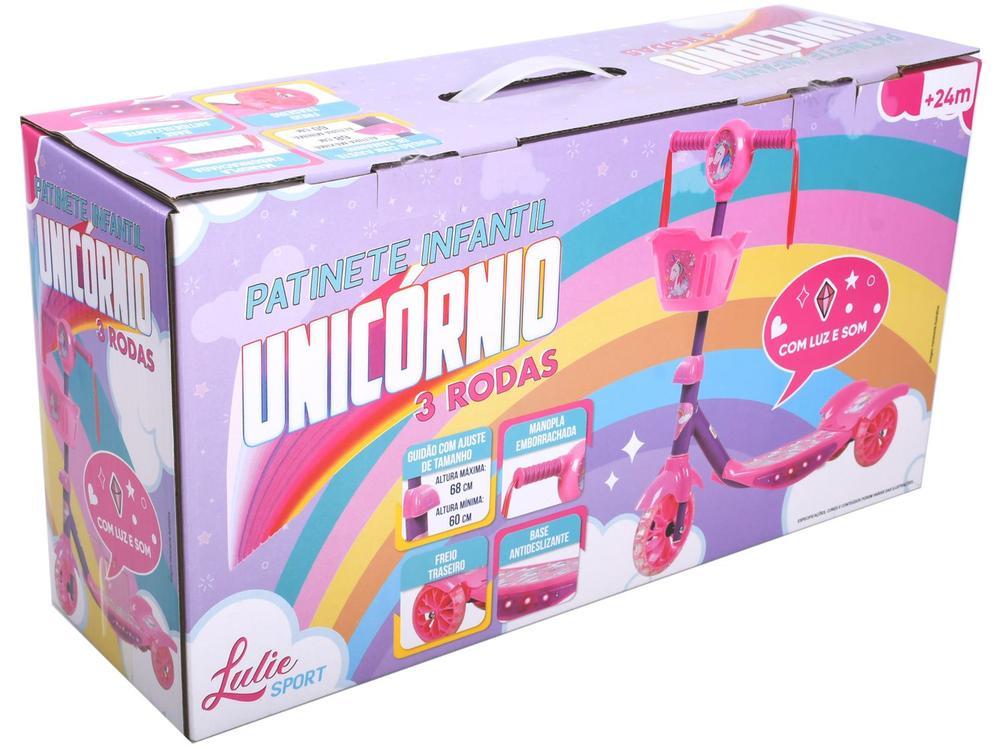 Patinete Infantil 3 Rodas Unicórnio Lulie Sport com LED com Cestinha - 5