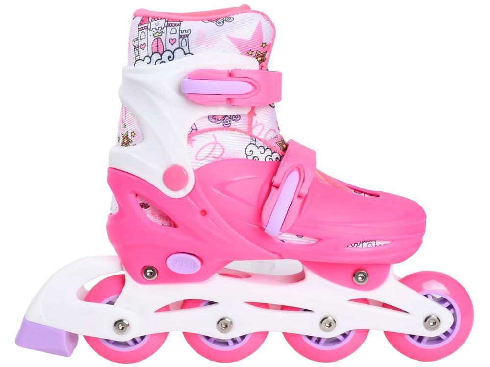 Patins in Line Infantil Princess Lulie Sport ML005 Rosa com Acessórios - 1
