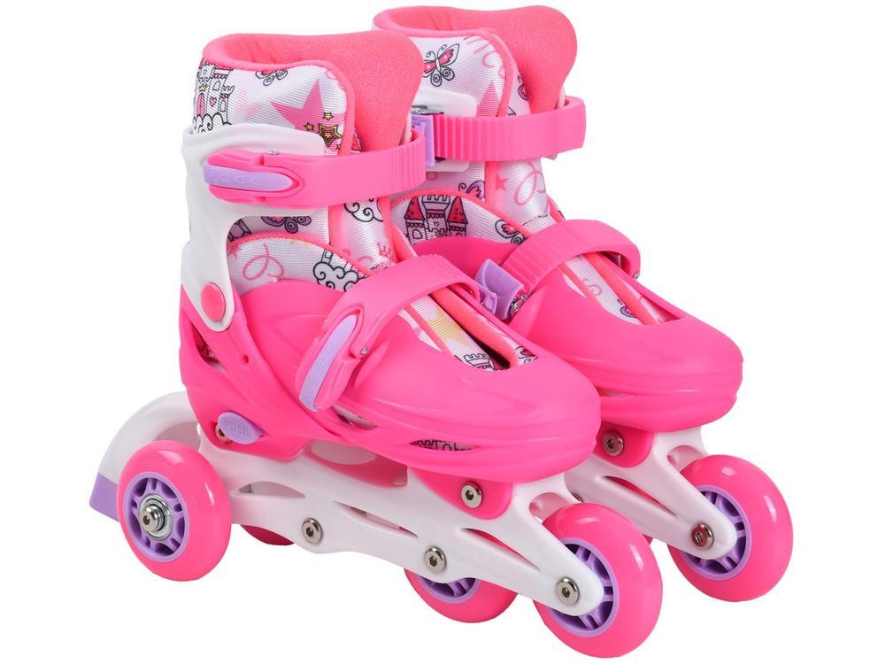 Patins in Line Infantil Princess Lulie Sport ML005 Rosa com Acessórios - 3