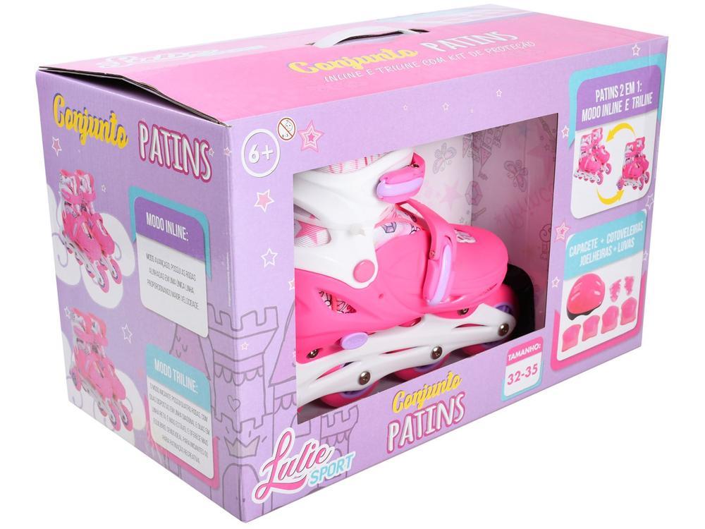 Patins in Line Infantil Princess Lulie Sport ML005 Rosa com Acessórios - 6