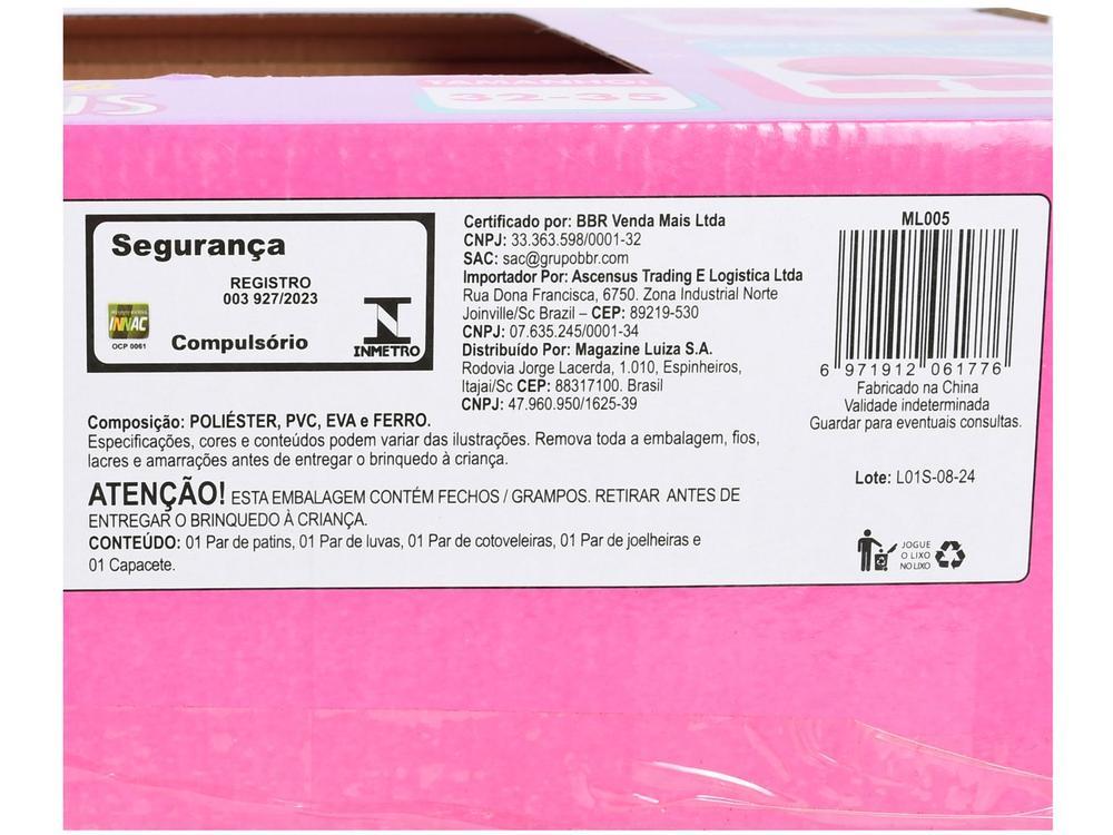 Patins in Line Infantil Princess Lulie Sport ML005 Rosa com Acessórios - 7