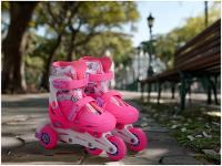 Patins in Line Infantil Princess Lulie Sport ML005 Rosa com Acessórios - 2