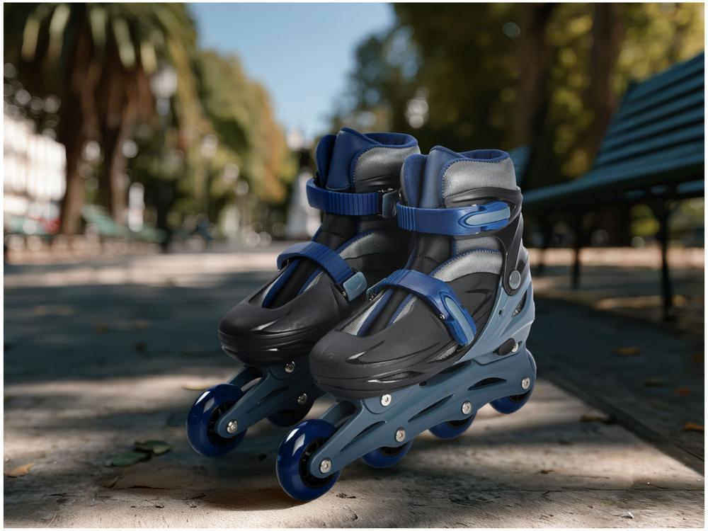 Patins in Line Lulie Sport ML008 Preto e Azul Escuro - 2
