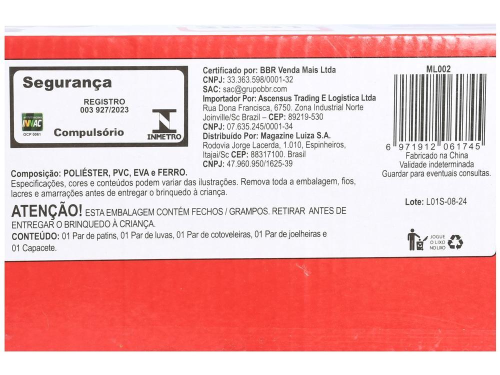 Patins in Line Xtreme Lulie Sport ML002 Vermelho Azul e Preto com Acessórios - 8