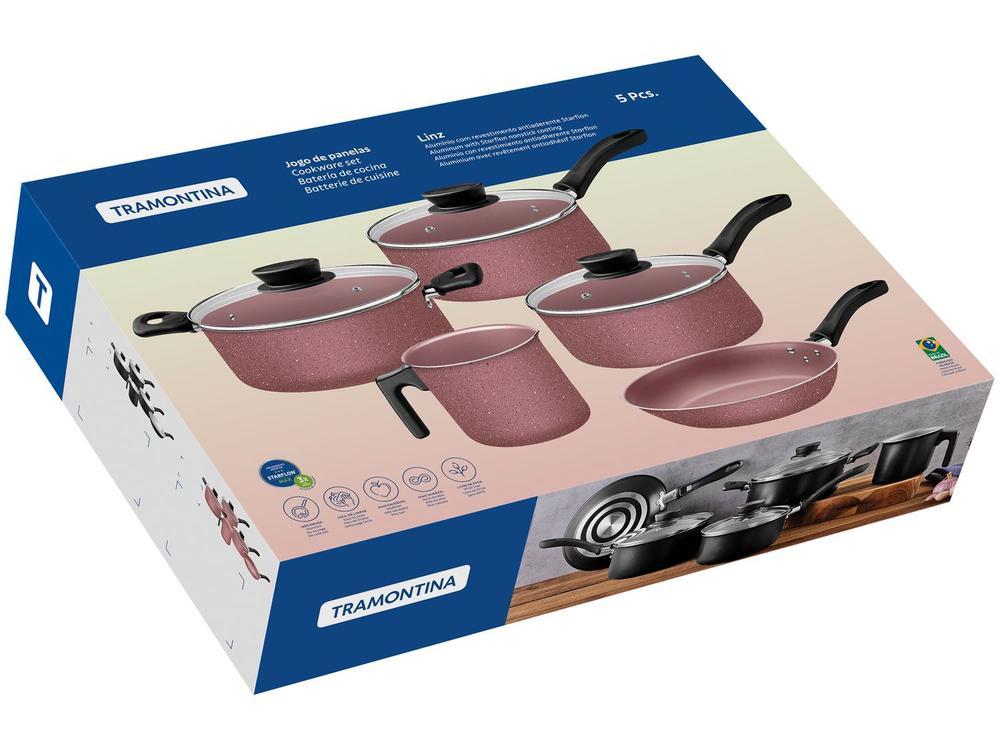 Jogo de Panelas Tramontina de Alumínio Rosa 5 Peças Linz - 6
