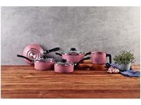 Jogo de Panelas Tramontina de Alumínio Rosa 5 Peças Linz - 2