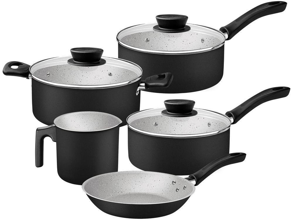 Jogo de Panelas Tramontina de Alumínio Preta 5 Peças Linz - 1