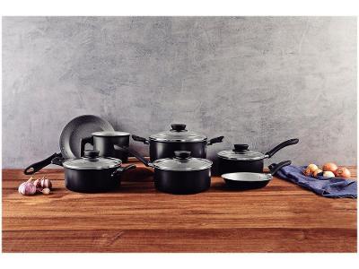 Jogo de Panelas Tramontina de Alumínio Preta 7 Peças Linz