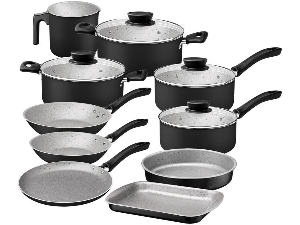 Jogo de Panelas Tramontina de Alumínio Preta 10 Peças Linz - 1