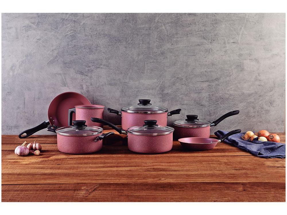 Jogo de Panelas Tramontina de Alumínio Rosa 7 Peças Linz - 2