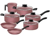 Jogo de Panelas Tramontina de Alumínio Rosa 7 Peças Linz - 1