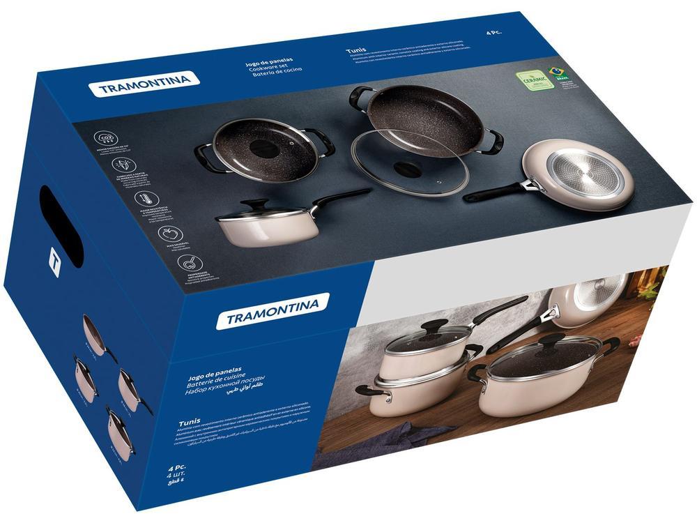 Jogo de Panelas Tramontina de Alumínio Rosa Trufado 4 Peças Tunis - 7