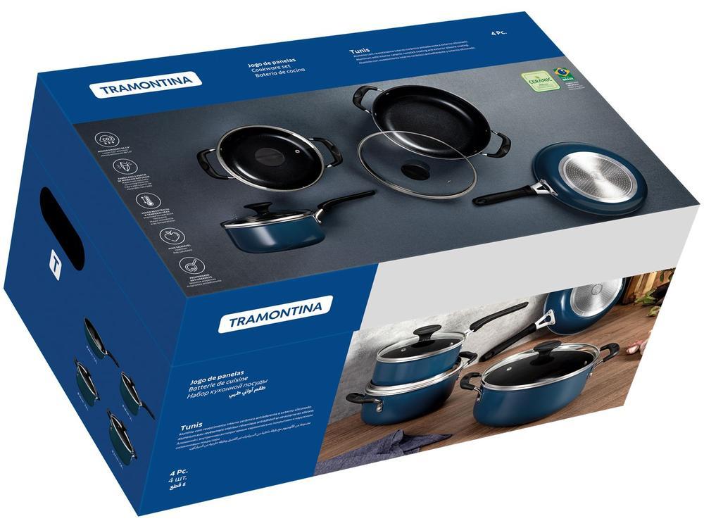 Jogo de Panelas Tramontina de Alumínio Azul Mediterrâneo 4 Peças Tunis - 4