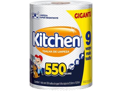 Papel Toalha Folha Dupla Gigante Softys Kitchen 550 Folhas