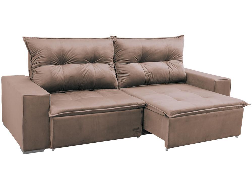 Sofá 3 Lugares Retrátil Reclinável Veludo Select Londrino Sol Colchões e Estofados - 1