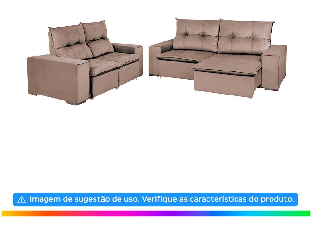 Sofá 3 Lugares Retrátil Reclinável Veludo Select Londrino Sol Colchões e Estofados - 2