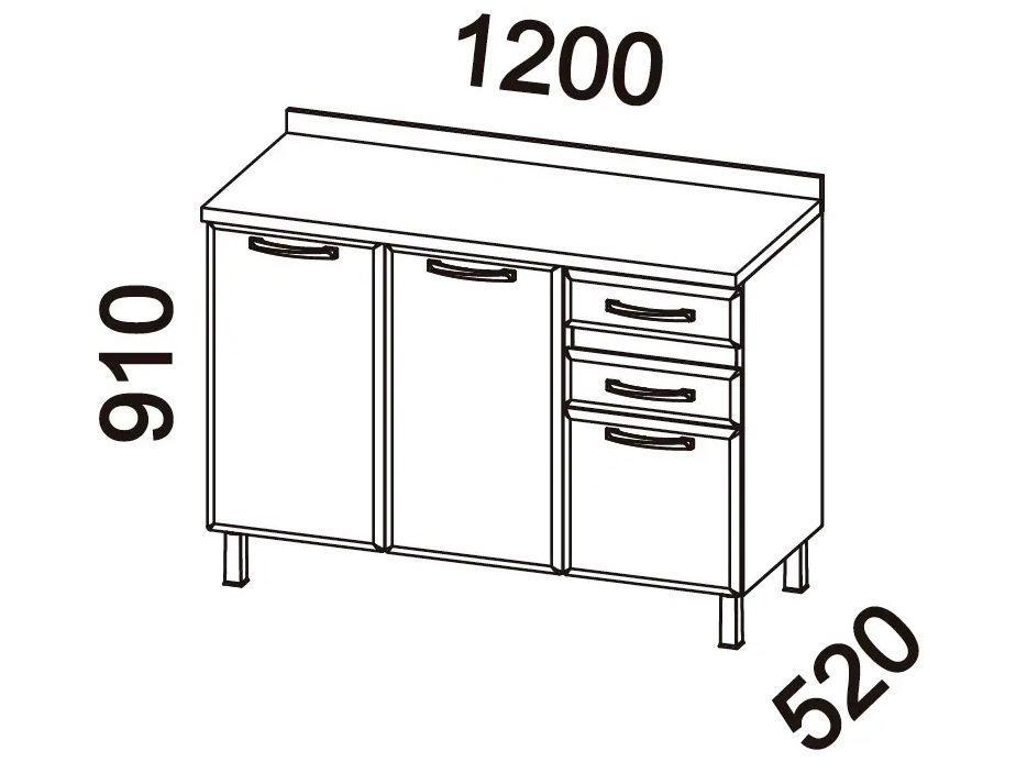 Balcão de Cozinha Telasul Aço 3 Portas 2 Gavetas Ágata - 5