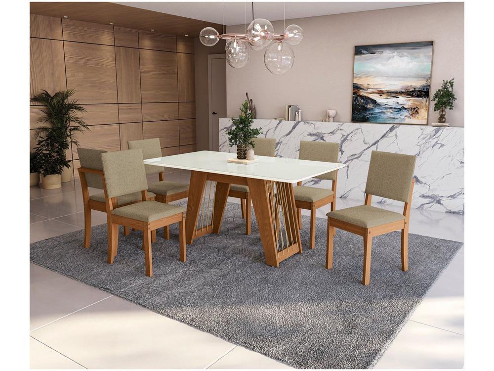 Mesa de Jantar 6 Cadeiras Retangular Tampo de MDF com Vidro Merlot Kappesberg - 1