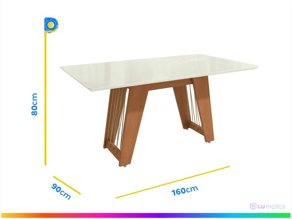 Mesa de Jantar 6 Cadeiras Retangular Tampo de MDF com Vidro Merlot Kappesberg - 3