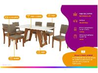 Mesa de Jantar 6 Cadeiras Retangular Tampo de MDF com Vidro Merlot Kappesberg - 2