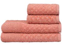 Jogo de Toalhas de Banho e Rosto Atlântica 100% Algodão Finesse Pêssego 4 Peças - 1