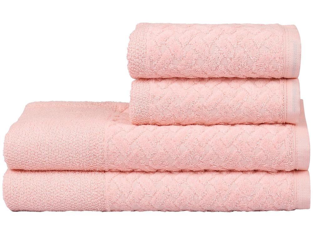 Jogo de Toalhas de Banho e Rosto Atlântica 100% Algodão Finesse Rosa Fada 4 Peças - 1