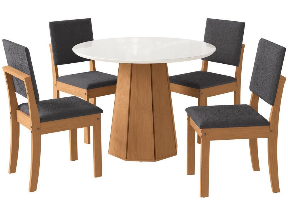 Mesa de Jantar 4 Cadeiras Redonda Tampo de MDF com Vidro Moscato Kappesberg - 5