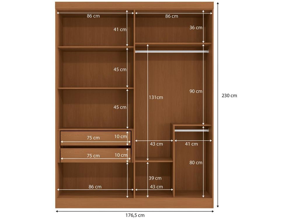 Guarda-roupa Solteiro 2 Gavetas 4 Portas Kappesberg Roma - 6