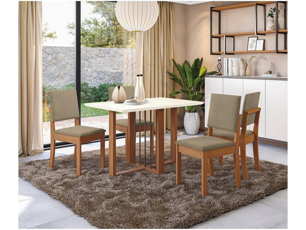 Mesa de Jantar 4 Cadeiras Retangular Tampo de MDF com Vidro Malbec Kappesberg - 1