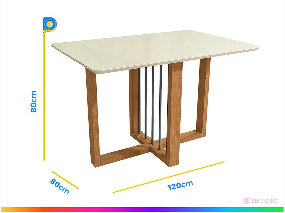 Mesa de Jantar 4 Cadeiras Retangular Tampo de MDF com Vidro Malbec Kappesberg - 3