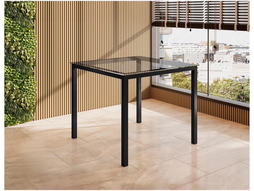 Mesa de Jantar 4 Cadeiras Quadrada Preta Tampo de Vidro Artefamol Florença - 4