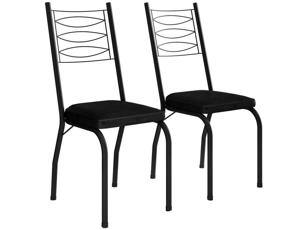 Mesa de Jantar 4 Cadeiras Quadrada Preta Tampo de Vidro Artefamol Florença - 8