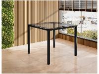 Mesa de Jantar 4 Cadeiras Quadrada Preta Tampo de Vidro Artefamol Florença