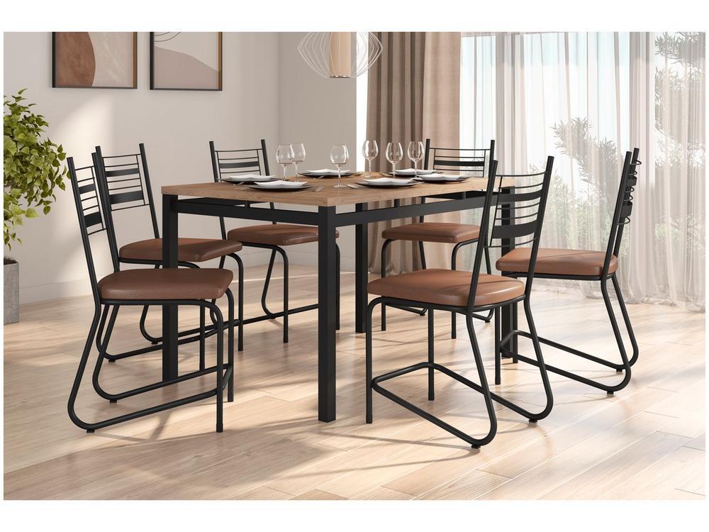 Mesa de Jantar 6 Cadeiras Retangular Preto Fosco Artefamol Valência - 1