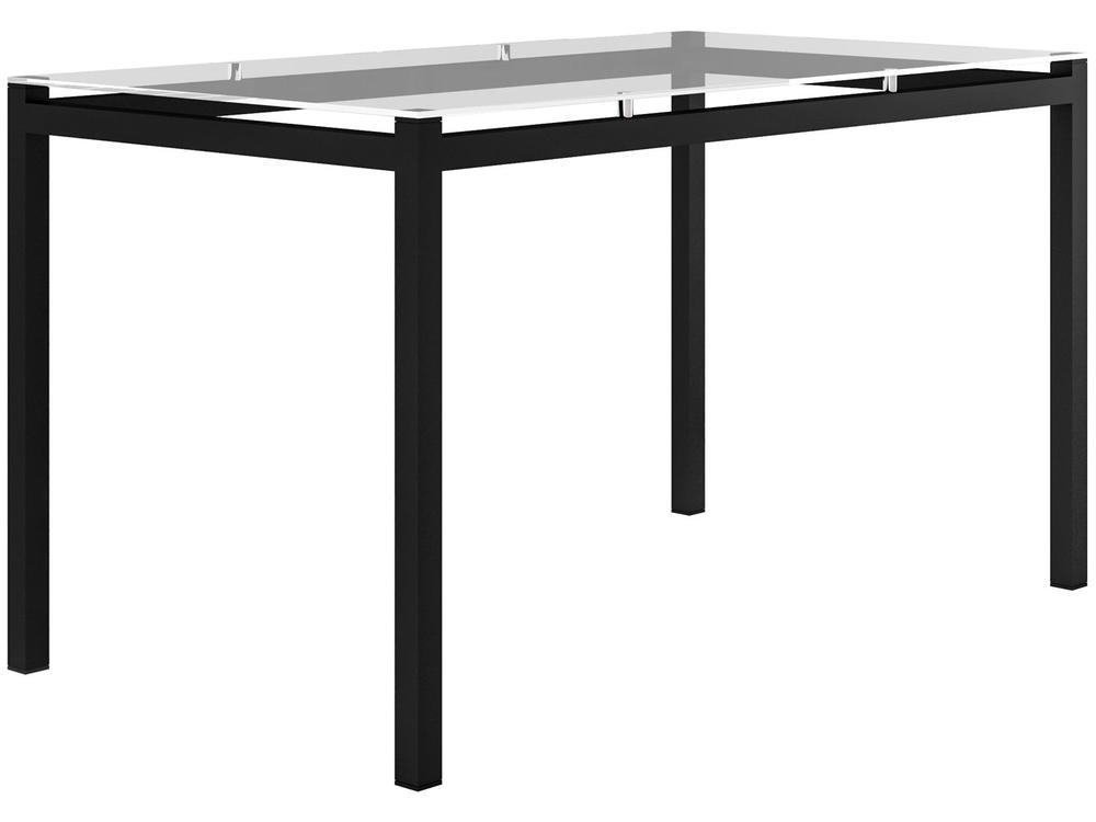 Mesa de Jantar 6 Cadeiras Retangular Preto Fosco Tampo de Vidro Artefamol Valência - 6