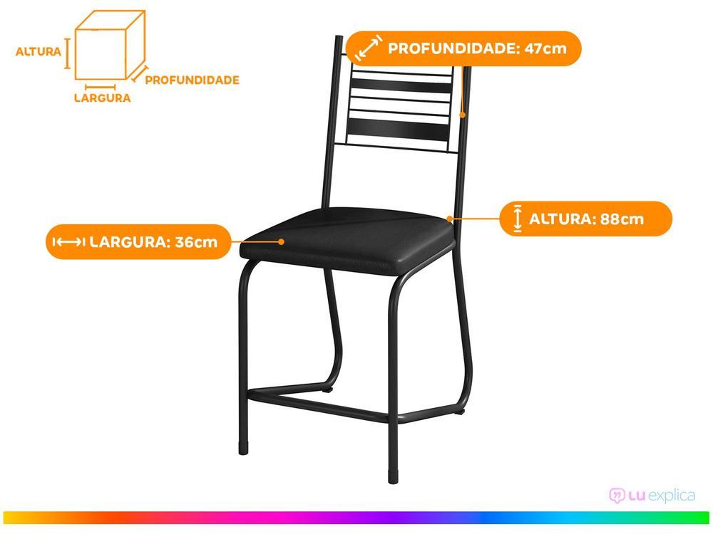 Mesa de Jantar 6 Cadeiras Retangular Preto Fosco Tampo de Vidro Artefamol Valência - 4