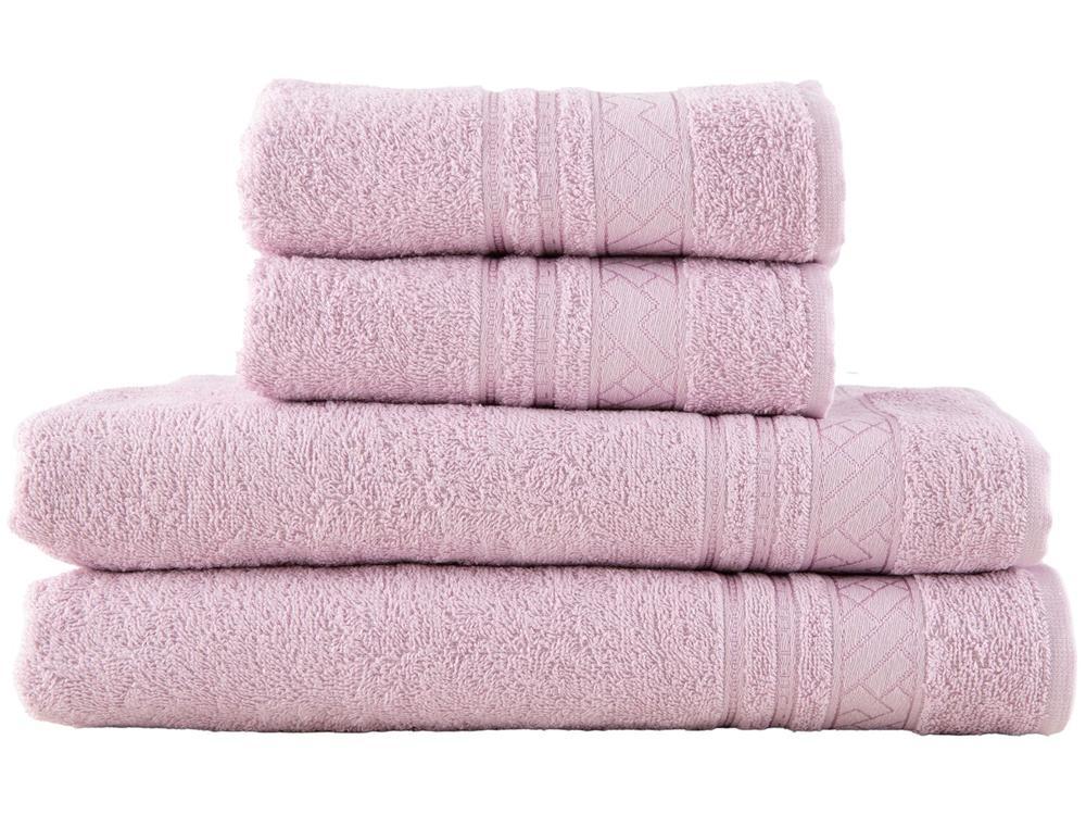 Jogo de Toalhas de Banho e Rosto Dohler de Algodão Premium Rosa 4 Peças - 1