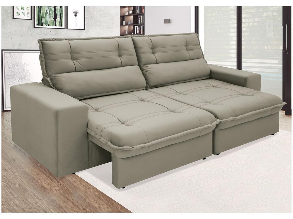 Sofá 3 Lugares Retrátil Reclinável Suede Palatino Linoforte - 7