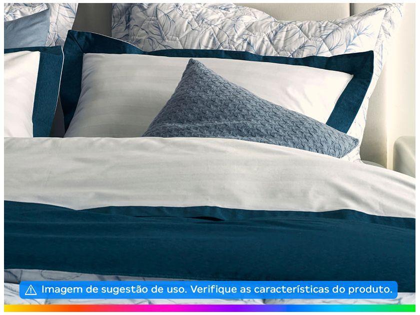 Jogo de Cama Solteiro 100% Algodão Karsten 200 Fios Arbóris Branco e Azul 3 Peças - 2