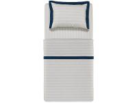 Jogo de Cama Solteiro 100% Algodão Karsten 200 Fios Arbóris Branco e Azul 3 Peças - 3