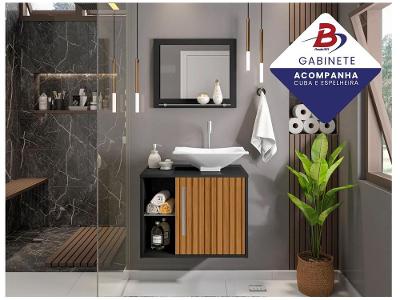 Gabinete Para Banheiro Aéreo com Cuba e Espelheira Móveis Bechara Baden