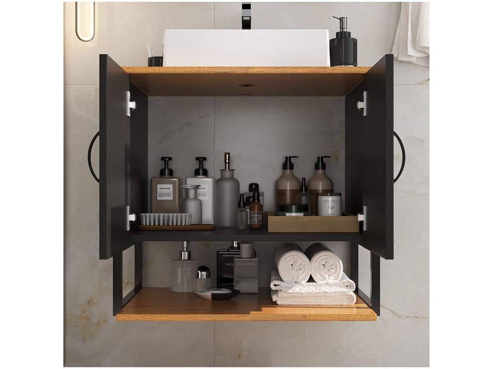 Gabinete para Banheiro Aéreo com Espelheira 4 Portas Móveis Bechara Londres - 5