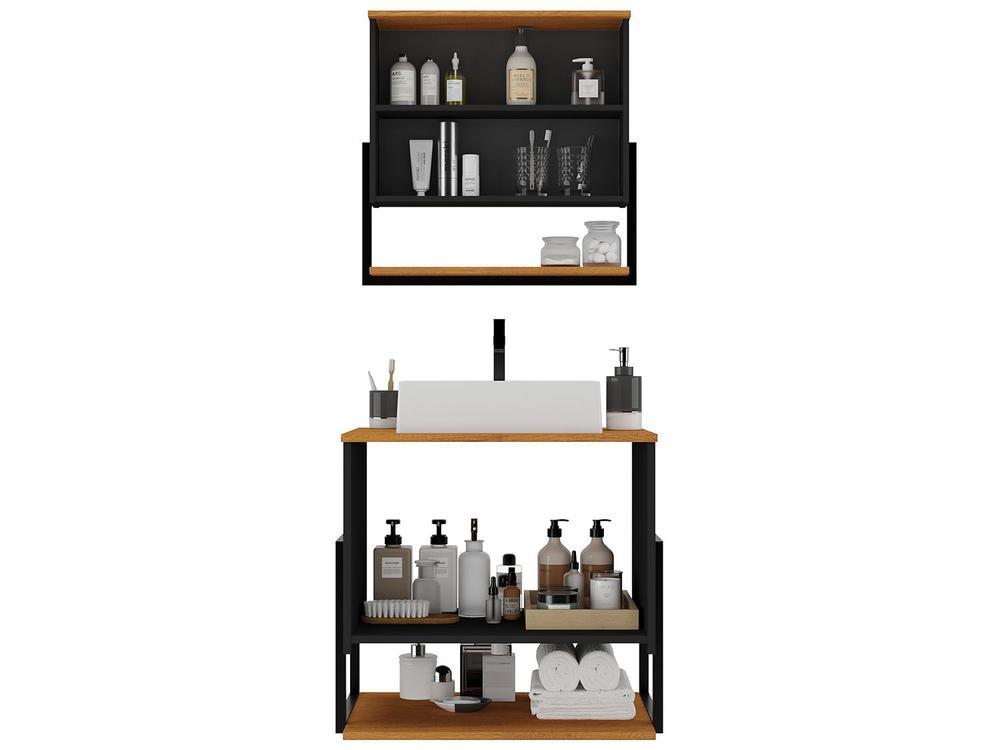 Gabinete para Banheiro Aéreo com Espelheira 4 Portas Móveis Bechara Londres - 6