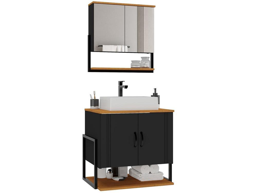 Gabinete para Banheiro Aéreo com Espelheira 4 Portas Móveis Bechara Londres - 8