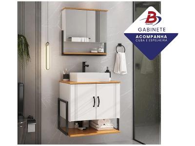 Gabinete para Banheiro Aéreo com Cuba e Espelheira 4 Portas Móveis Bechara Londres