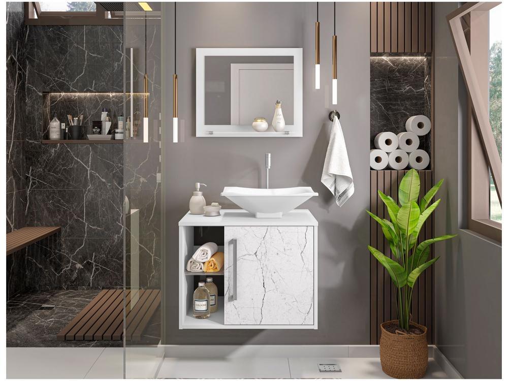 Gabinete Para Banheiro Aéreo com Espelheira Móveis Bechara Baden - 1