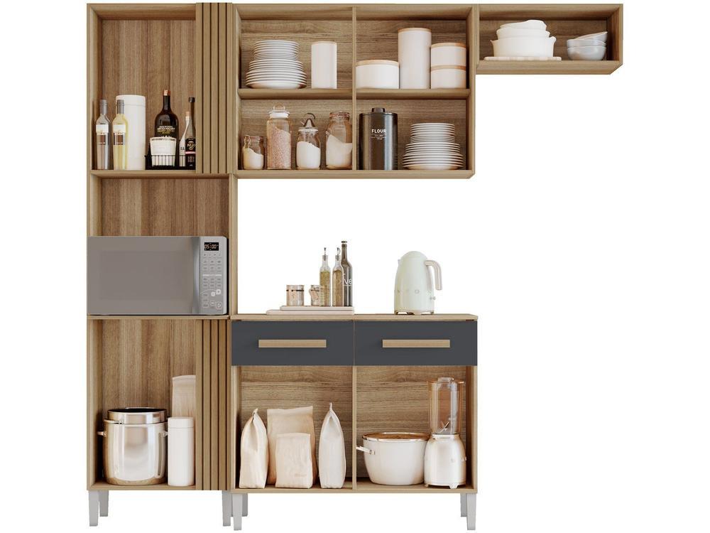 Armário de Cozinha Compacta Aramóveis Juma com Balcão 7 Portas 2 Gavetas - 7