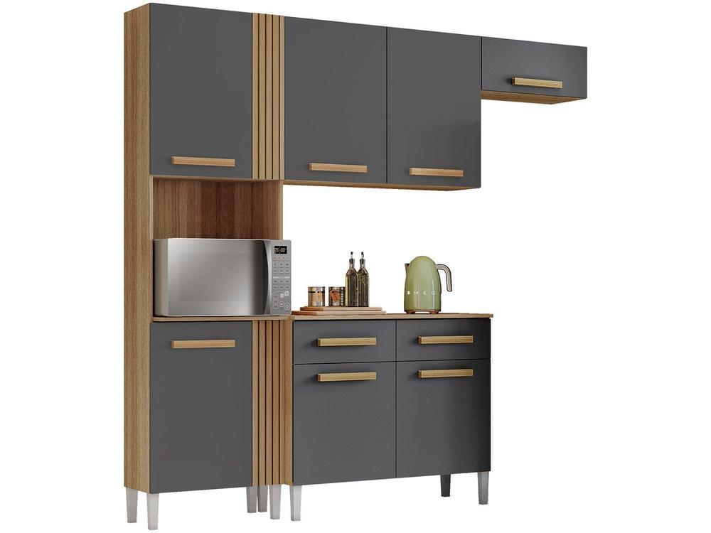 Armário de Cozinha Compacta Aramóveis Juma com Balcão 7 Portas 2 Gavetas - 4