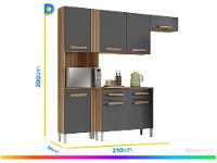 Armário de Cozinha Compacta Aramóveis Juma com Balcão 7 Portas 2 Gavetas - 8